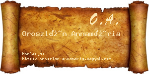 Oroszlán Annamária névjegykártya