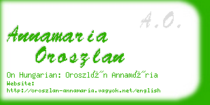 annamaria oroszlan business card